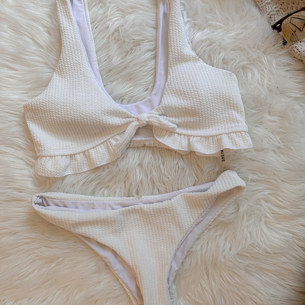 White Ruffle Bikini Set